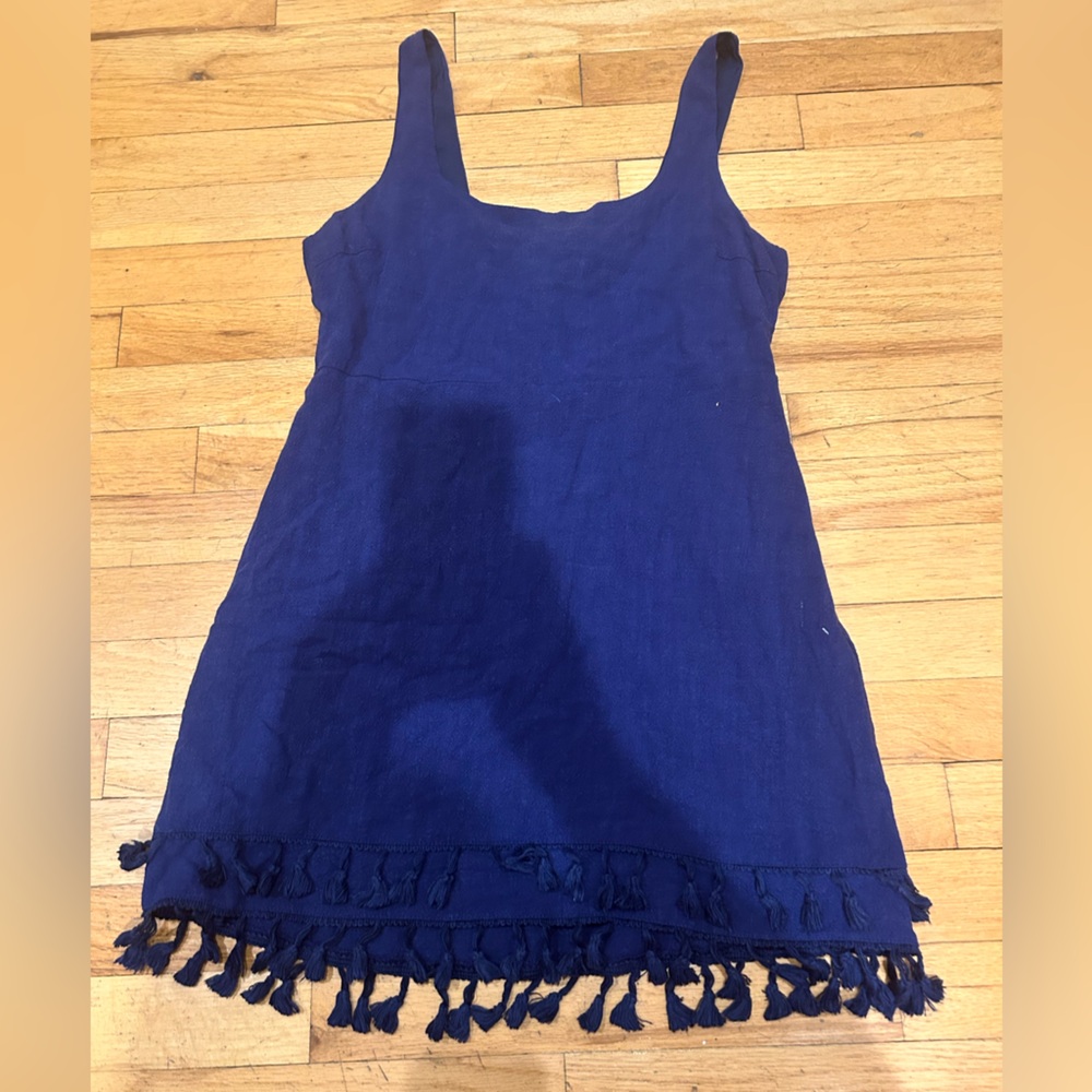Lulu's Navy Mini Dress with Fringe Detail
